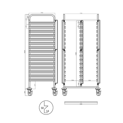 Flat Pack Twin Column 15 Level GN Trolley 1/1