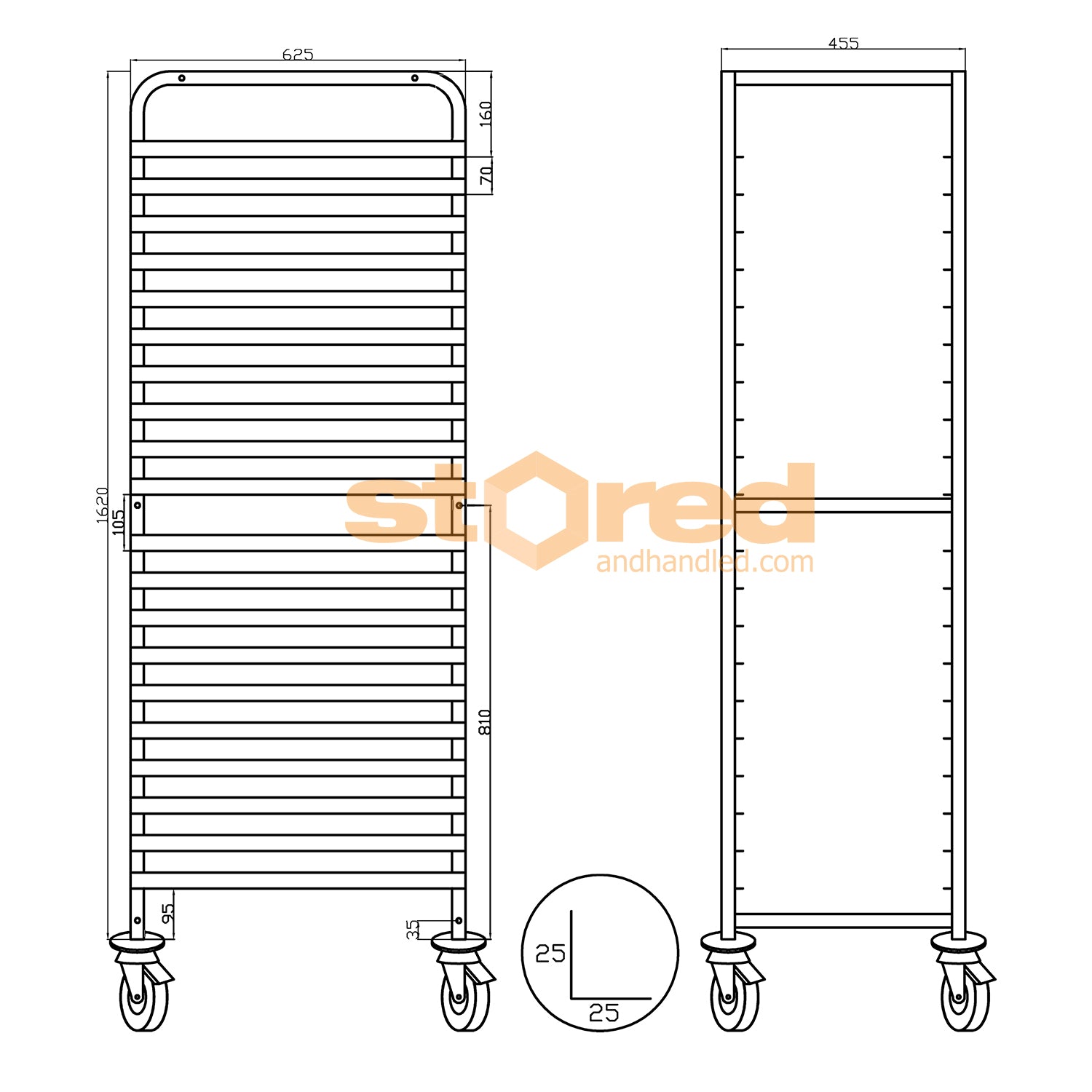 Bakery Rack 20 Level Bakery Trolley Stored & Handled